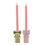 Raspberry Blossom Set of 2 Candlestick Holders With Bow