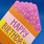Raspberry Blossom Colourful Mini Birthday Cake Shaped Greeting Card Detail
