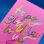 Pink Mini Birthday Card Colourful Rainbow Lettering Detail