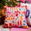 Floral 'Holly Jolly Time' Cushion (XM11553)