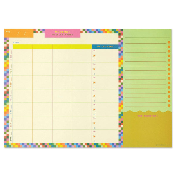 Family weekly planner with tear off list pad