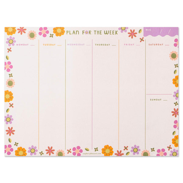 Retro Floral Weekly Planner Pad