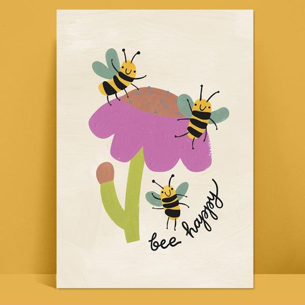 Bee Happy' Illustrated Childrens Print