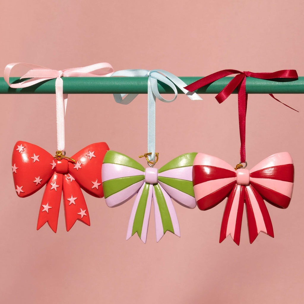 Set of 3 Resin Bow Decorations