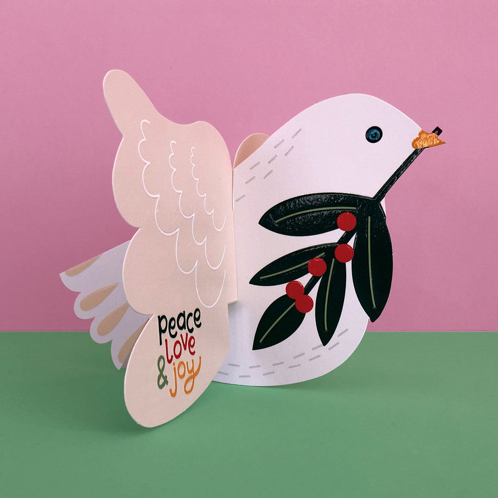 ‘Peace, Love & Joy’ Dove 3D Fold-out Christmas Card