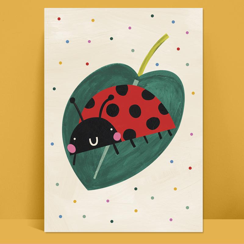 Colourful Ladybird Illustration Childrens Print